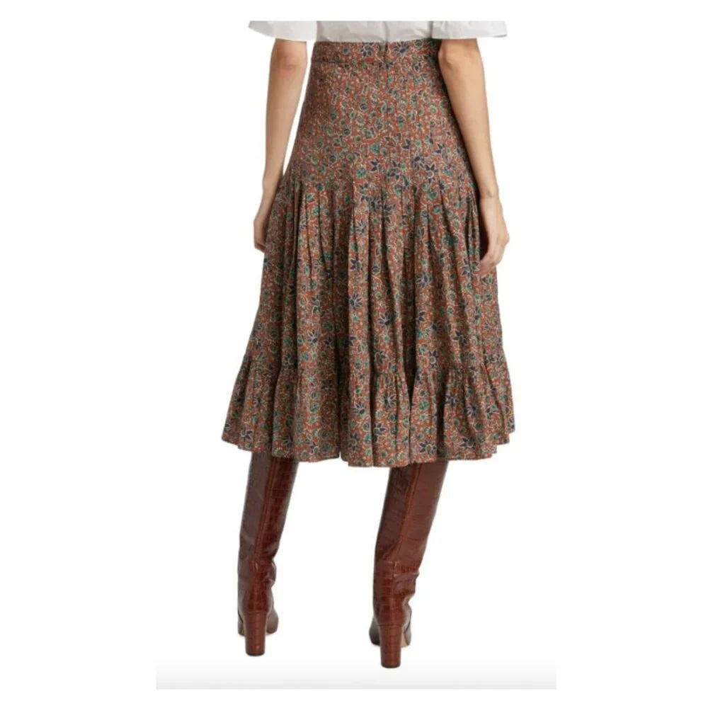 Veronica Beard Paola Tiered Midi Skirt Sz 4